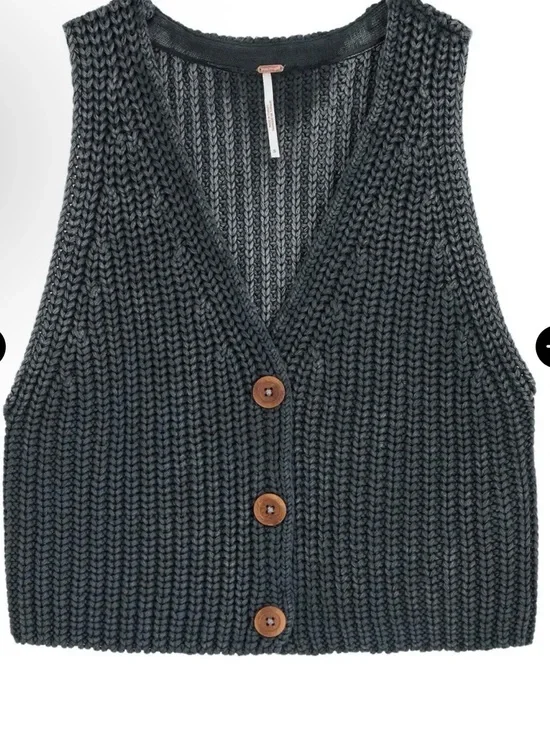 Free People close to me Charcoal Knit Button-Front Sweater Vest