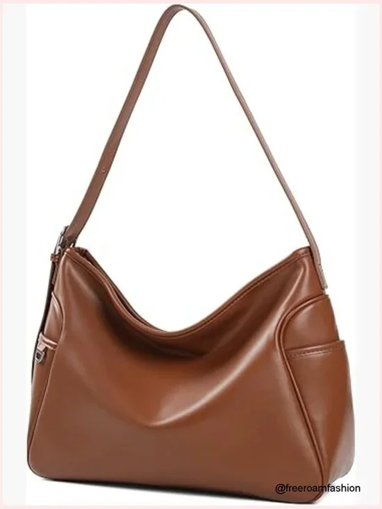 Minimalist Hobo Shoulder Bag – Lightweight Leather Tote for Work & Daily