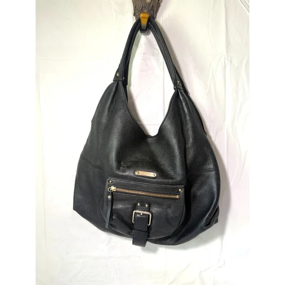 Michael Kors Fulton Black Leather Hobo Shoulder Bag