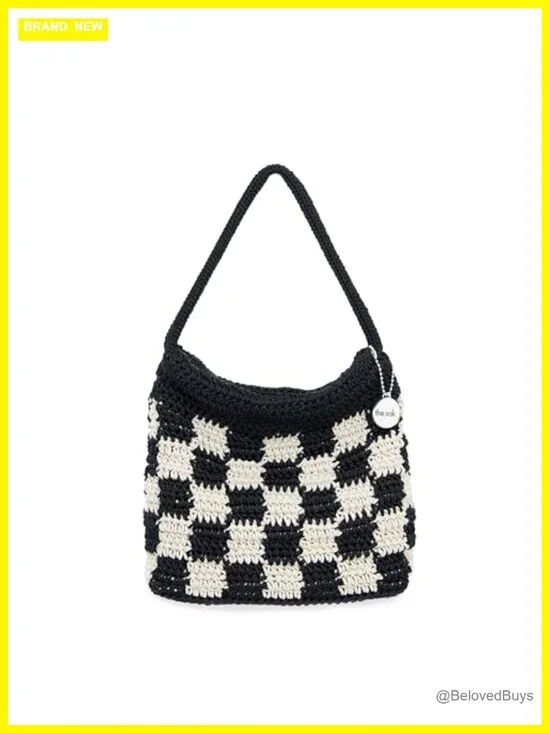 Hand-crocheted Mini Hobo Bag with Recycled Lining, Magnetic Closure