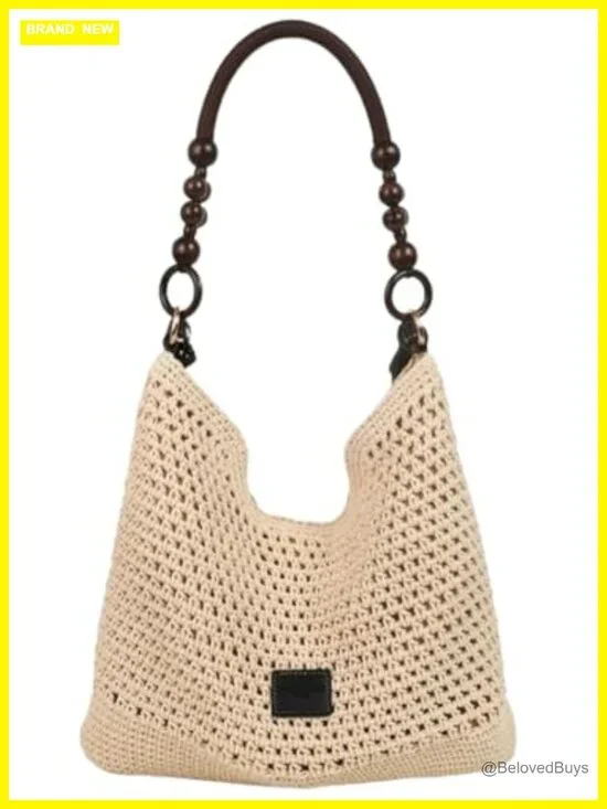 Crochet Woven Cotton Mesh Hobo Handbag Beach Bag Shoulder Purse