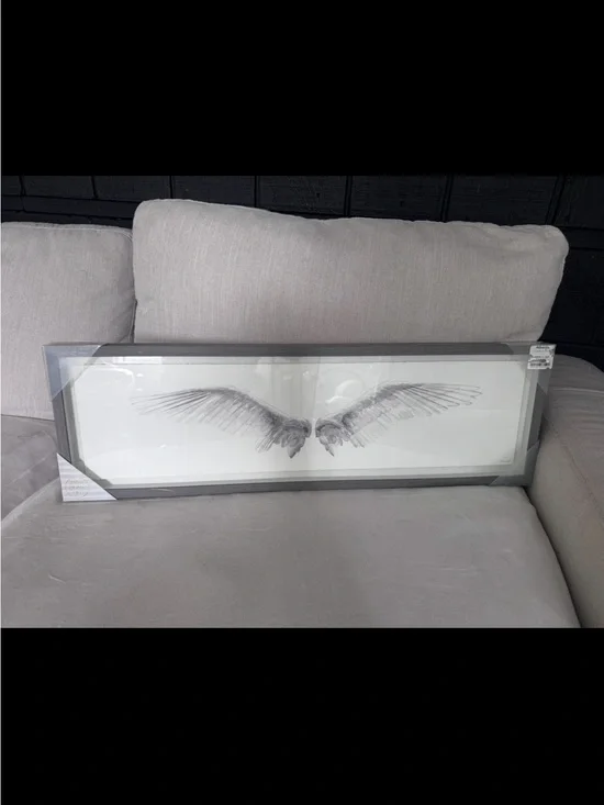 Large Angel Wing Wall Art Framed Print Neutral Modern Decor Minimalist