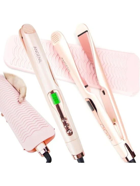 2-in-1 Hair Straightener & Curler, Dual Voltage Flat Iron, Adjustable Temp