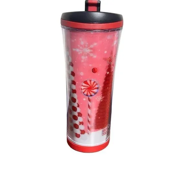Starbucks 2007 3D Holiday Peppermint Forrest Travel Mug Tumbler