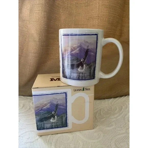 Vintage NEW in Box‎ Eagle Art Ceramic Coffee Mug Leanin Tree Inspirational Quote
