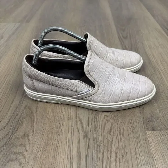 Jimmy Choo Shoes Mens Size 42 Beige Leather Croc Embossed Slip On Designer