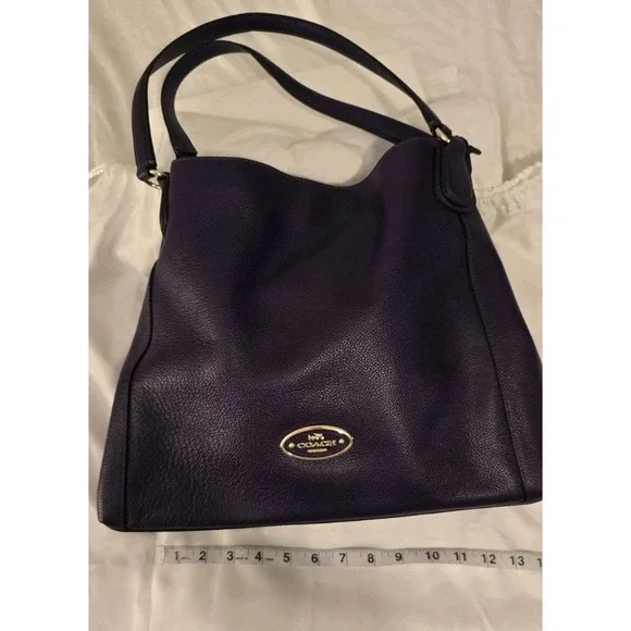 COACH Rich Purple Tumbled‎ Leather Three Compartment Vintage Hobo Shoulder Bag