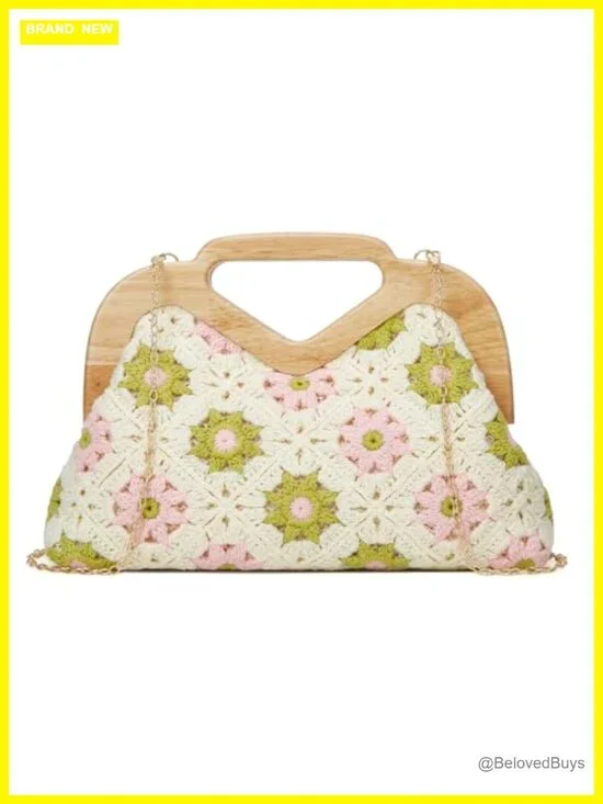 Crochet Macrame Summer Beach Bag Hobo Crossbody Shoulder Handbag Purse