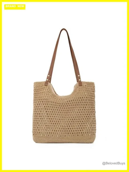 Crochet Beach Bag for Women, Summer Hobo Purse, Knitted Vacation Travel Boho