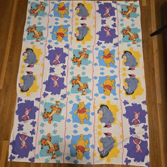 Vintage Disney Winnie the Pooh Crib Size Quilt Blanket Piglet‎ Tigger Eeyore 90s
