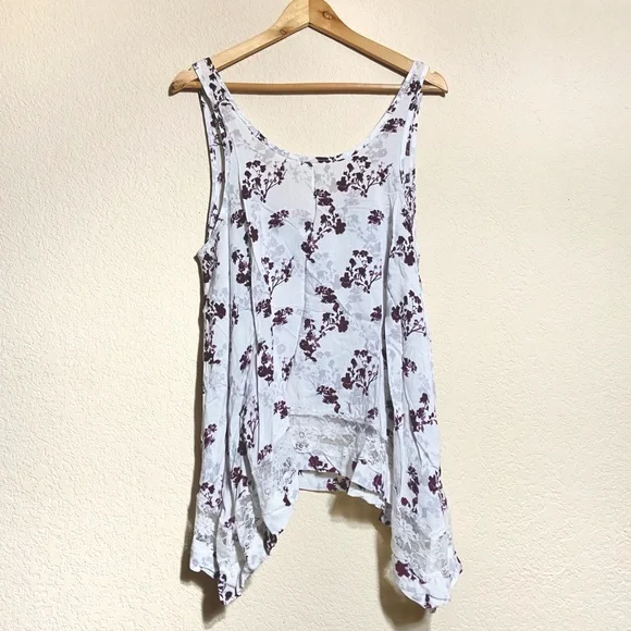 Free People Floral Lace Swing Trapeze Top