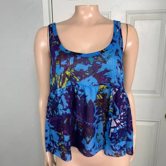 Vintage Y2K Free People Shirt XS Cotton Tank Top Babydoll Ribbed Scoop neck N20