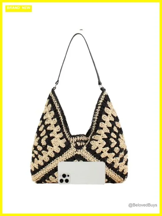 Straw Hobo Bag for Women Boho Woven Beach Purse Large Summer Tote Lining