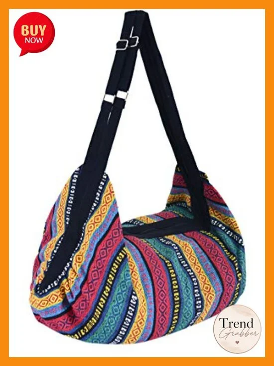 Large Cotton Hobo Crossbody Bag Travel Shoulder Bag