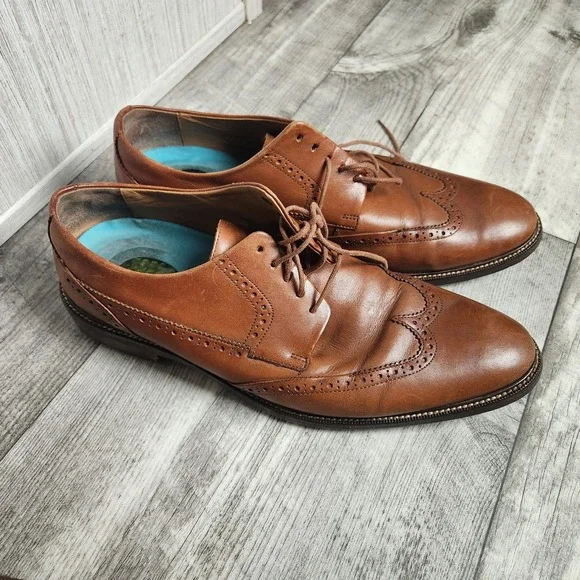 Cole Haan Men Size 10.5 M Grand‎ OS Wingtip Oxford Leather Shoes Brown C20322
