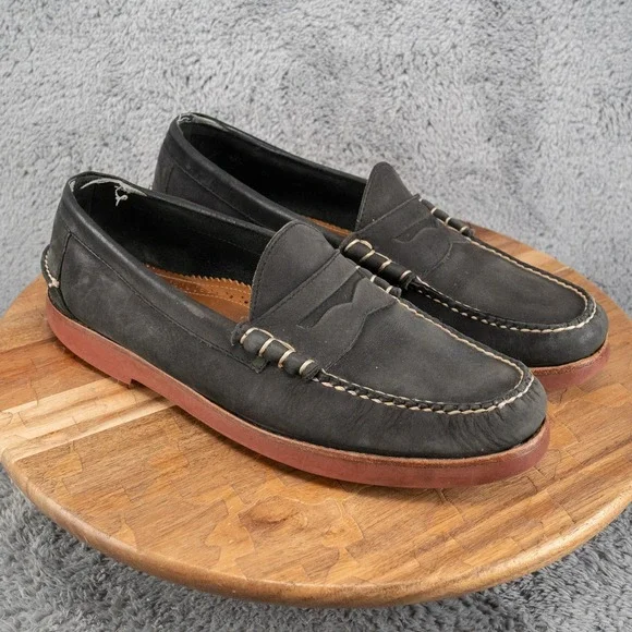 G.H. Bass Weejuns Waldo Penny Loafers  Black Suede Leather Men's Shoes Sz 11.5 D
