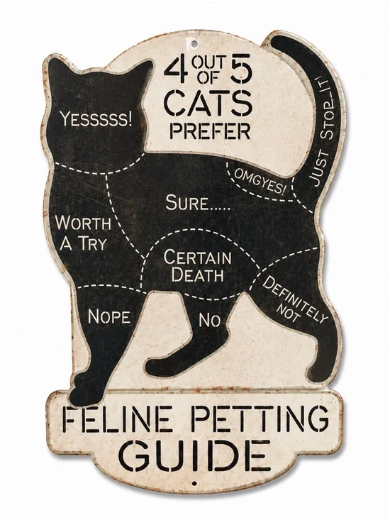 NEW Feline Petting Guide Metal Sign