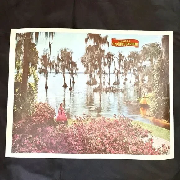 Vintage Florida Cypress Gardens Poster Southern Belle Spanish Moss Art Poster