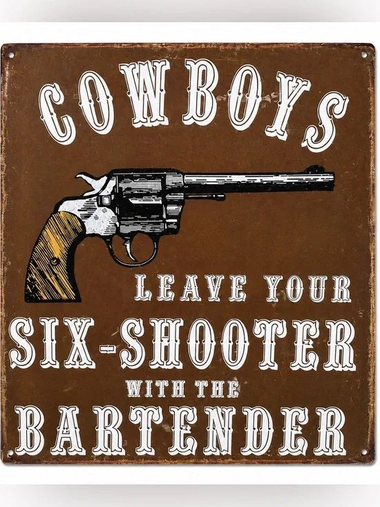 NEW Cowboys Six-Shooter Metal Sign