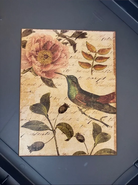 Vintage Hummingbird Floral Wall Art - Multicolor