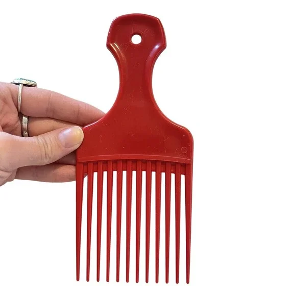 Vintage XL Lift Comb Hair‎ Pick Handle Retro 1980-90s USA Red USA