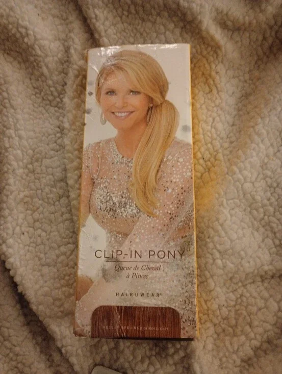 Clip-In Ponytail - Medium Red, Blonde Highlights