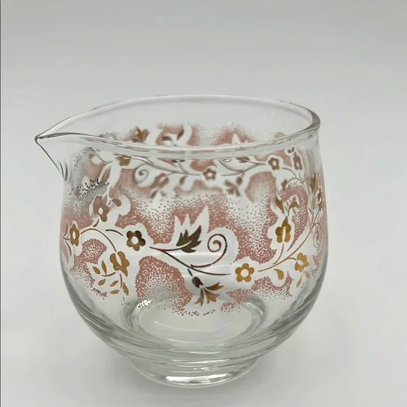 Vintage Libbey Duchess Pink Mist Gold Floral Vine Glass Creamer