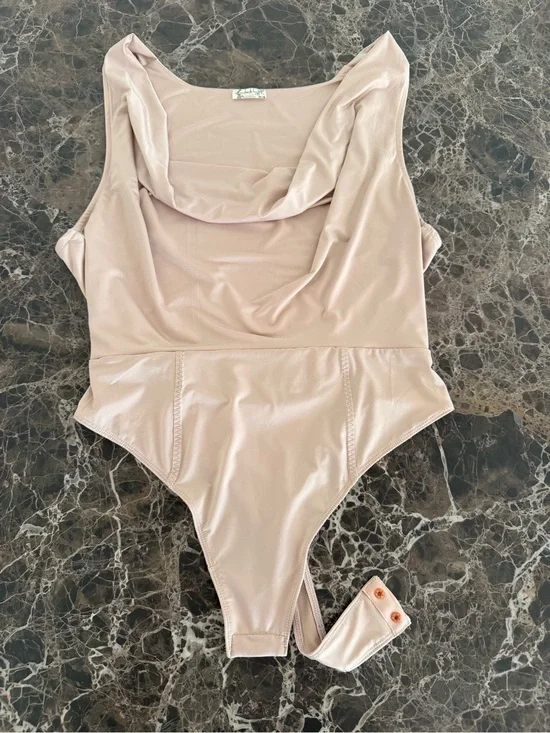 Free People Women’s Nude Cowl Neck One-Piece Bodysuit