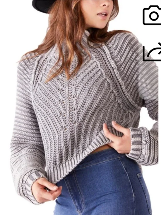 Free People Sweetheart Mock Neck Sweater In Tungsten Size XS