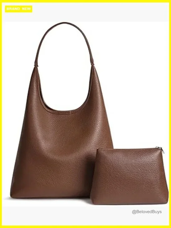 Large Slouchy Hobo Shoulder Bag, Vegan Leather Tote, Fits 13.6
