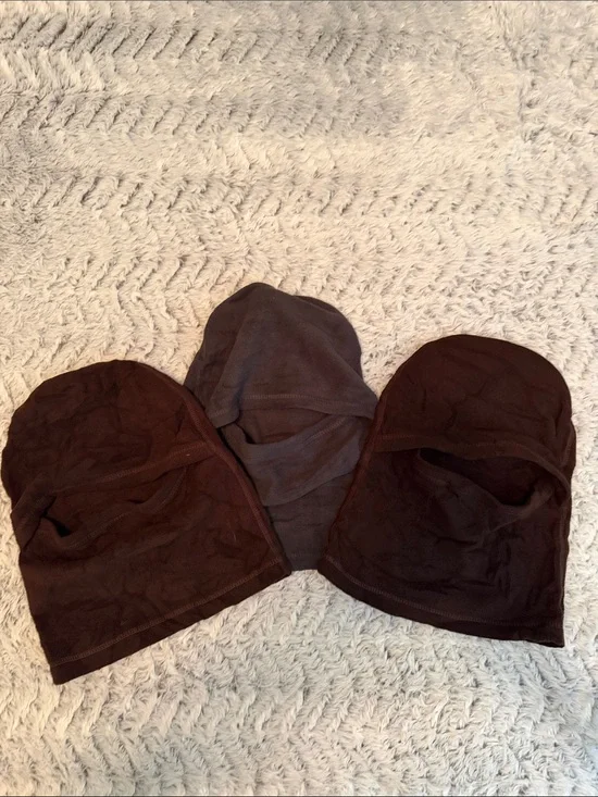 Men's Breathable Face Mask Balaclava- Brown & Gray fleece NWOT set of 3