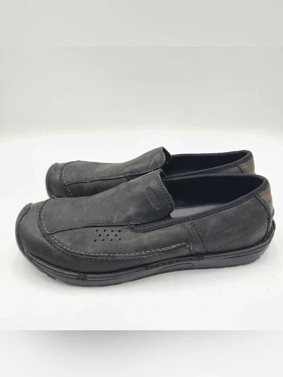 B38 Keen Dillon Black Leather Mens Size 12 Casual Comfort Slip On Shoes Loafers