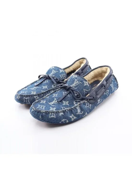 Louis Vuitton Moccasins Arizona Line Monogram Denim Leather Shoes