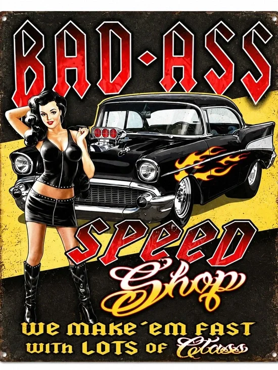 NEW Bad-Ass Speed Shop Metal Sign