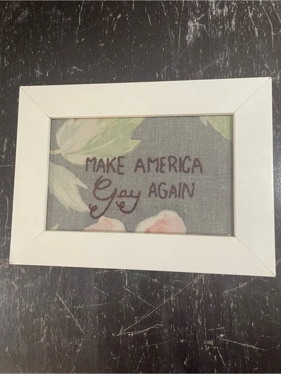 Make America Gay Again Framed Wall Art - White Frame - Handmade