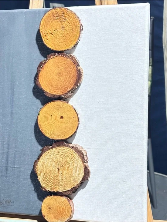 Natural Wood Slice Wall Art in Yellow and Brown - Unbranded
