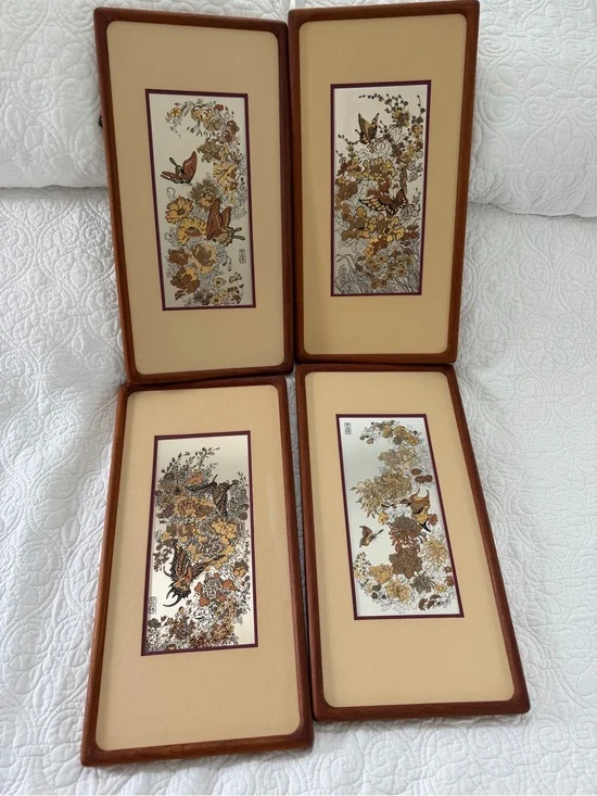 Vintage Franklin Mint Wei Tseng Yang Butterfly Botanical Wall Art Set of 4