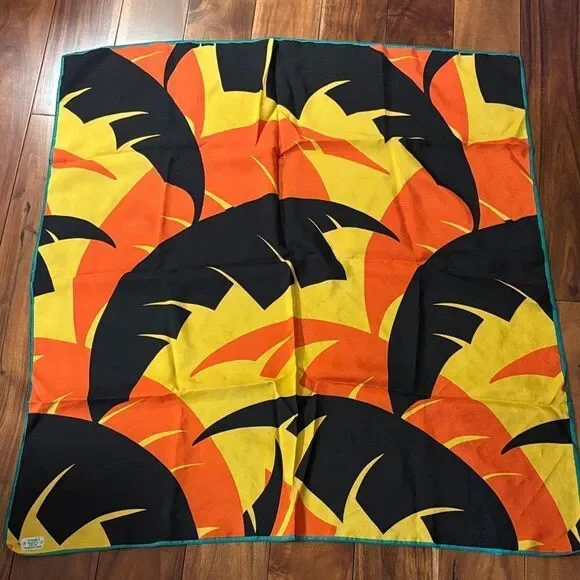Vintage Liberty of London Black, Orange, and Yellow Silk Scarf