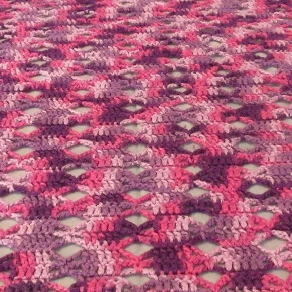 Handmade Crochet Afghan Blanket Couch Sofa Throw 79x79 Square Purple Multi Color