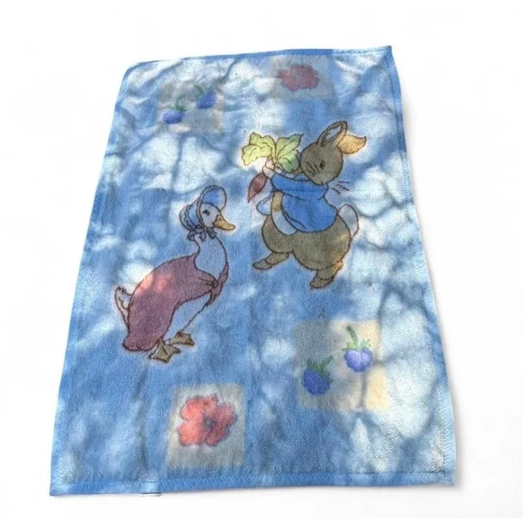 Beatrix Potter Peter Rabbit Baby Blanket Blue 30x45 Frederick Warne Co Vintage