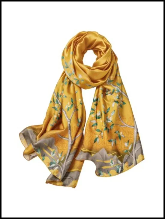 Silk Feeling Scarf Large Lightweight Shawl Wrap Silky Soft Polyester