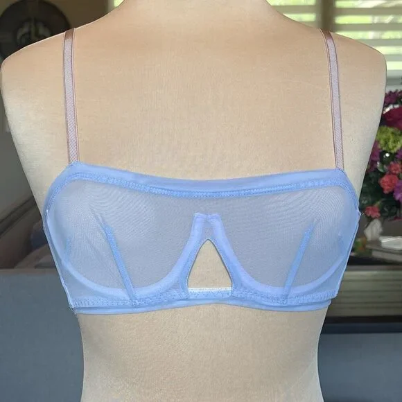 NWT We Are HAH Free People Wired Bra 30-38A 30A 32A 34A 36A 38A Periwinkle Sheer