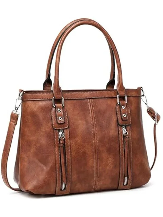 Womens Vegan Leather Hobo Bag Crossbody Shoulder Purse Multi Pocket Handbag