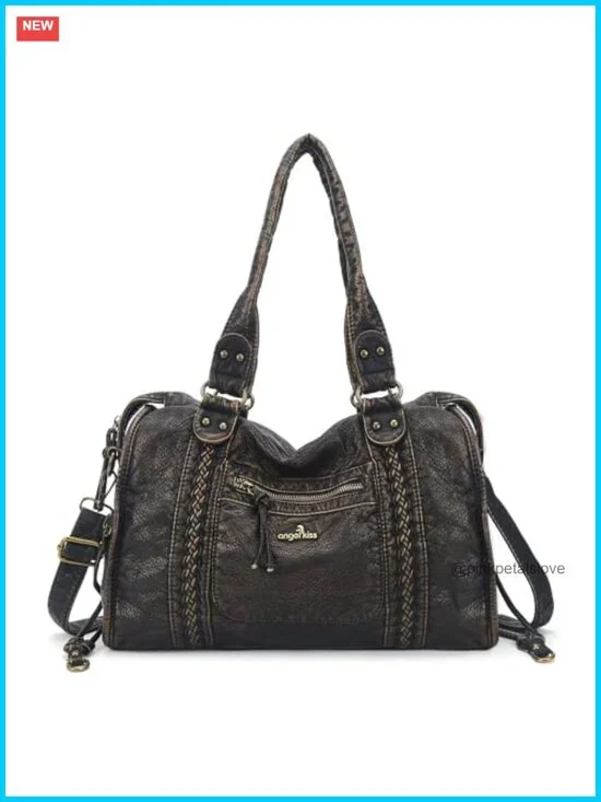 Vegan Leather Hobo Satchel Handbag Large Tote Shoulder Bag Fits 15.6