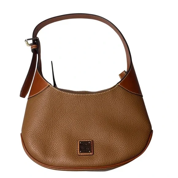 Dooney & Bourke Hobo Bag Brown Pebble Grain Leather Shoulder Purse Small Womens