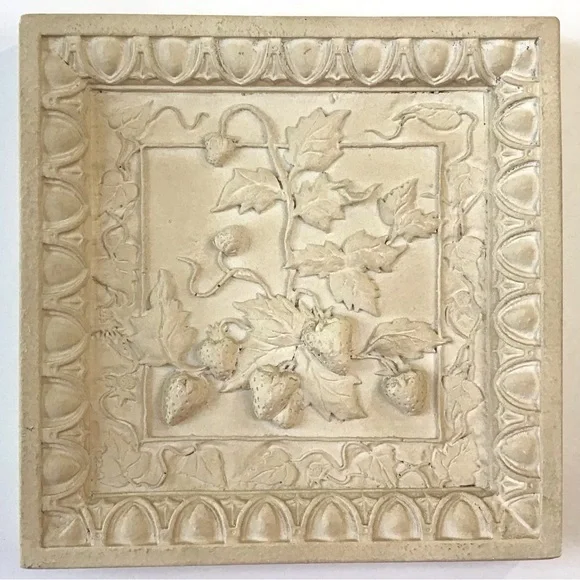 Decorative Cream Strawberry Relief Wall Tile - Unbranded