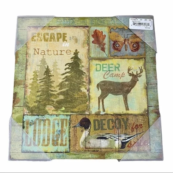 NWT Canvas Art Vintage Outdoors Wild Life