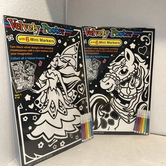 Creative Edge Velvety Poster Lot Of 2 Fairy & Pony 2007 New‎
