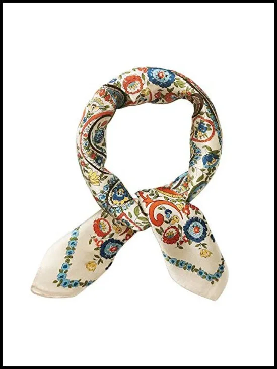 100% Mulberry Silk Small Square Scarf 21