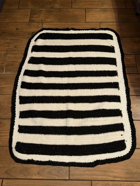 Black and White Striped Crochet baby blanket
